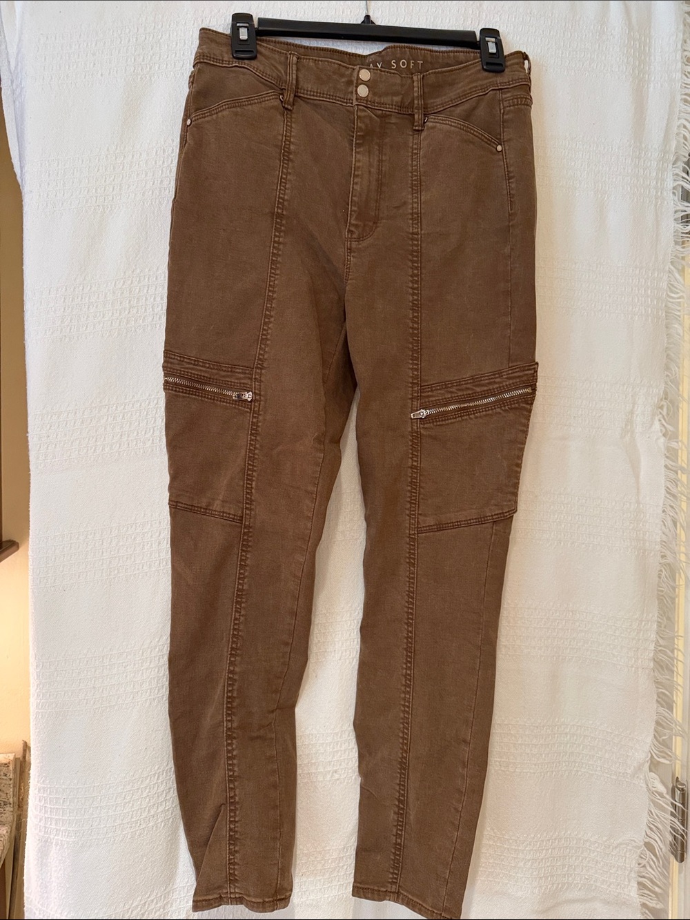 White House Black Market Brown Skinny Zip-Knee Jeans